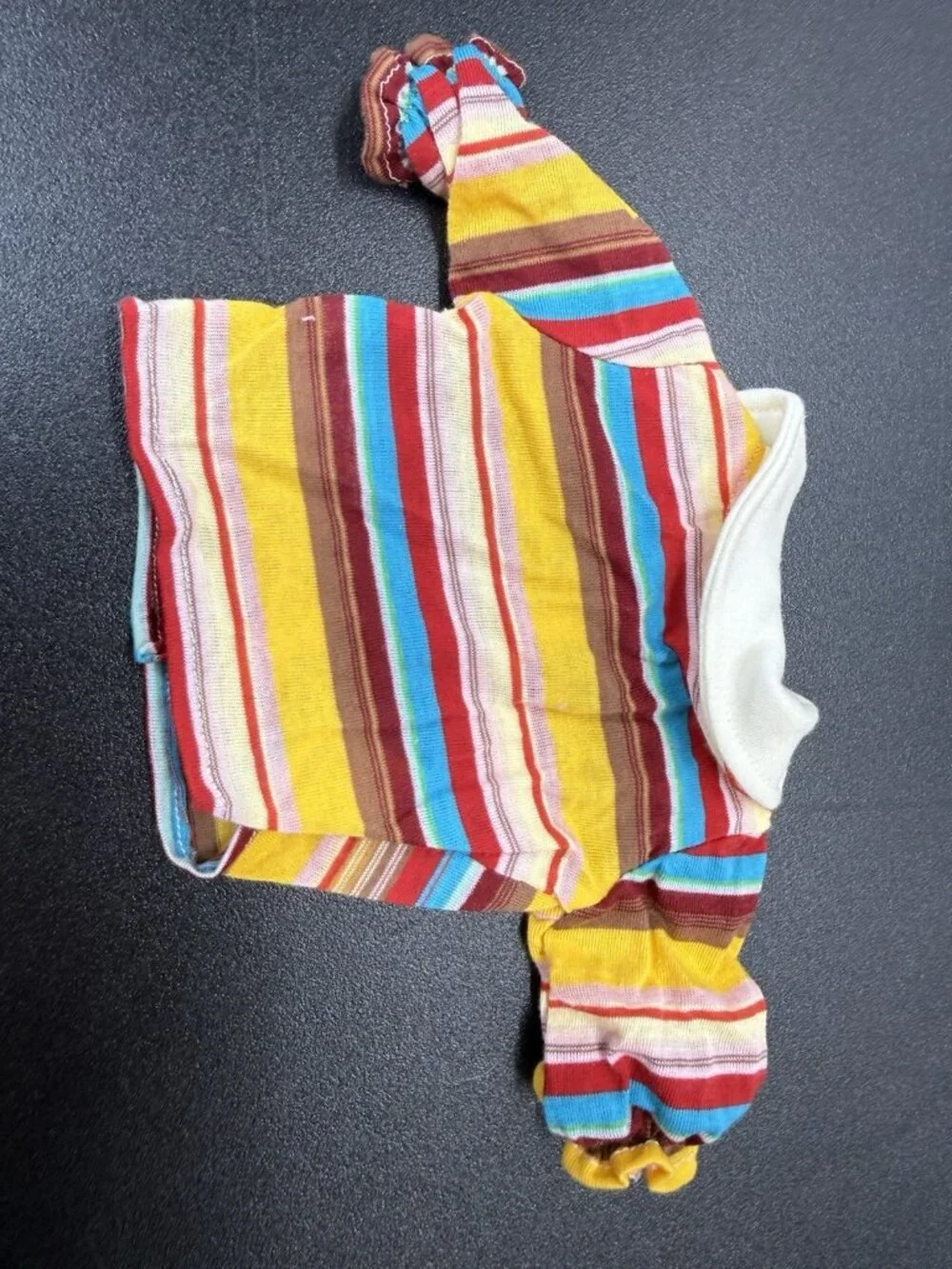 Vintage Corduroy Overalls Teddy Bear Pink Yellow Blue Striped Top 16” Doll
